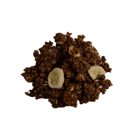Granola banan kakao - mieszanka składników z dodatkiem banana