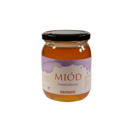 Miód lawendowy 650g w słoiku na białym tle