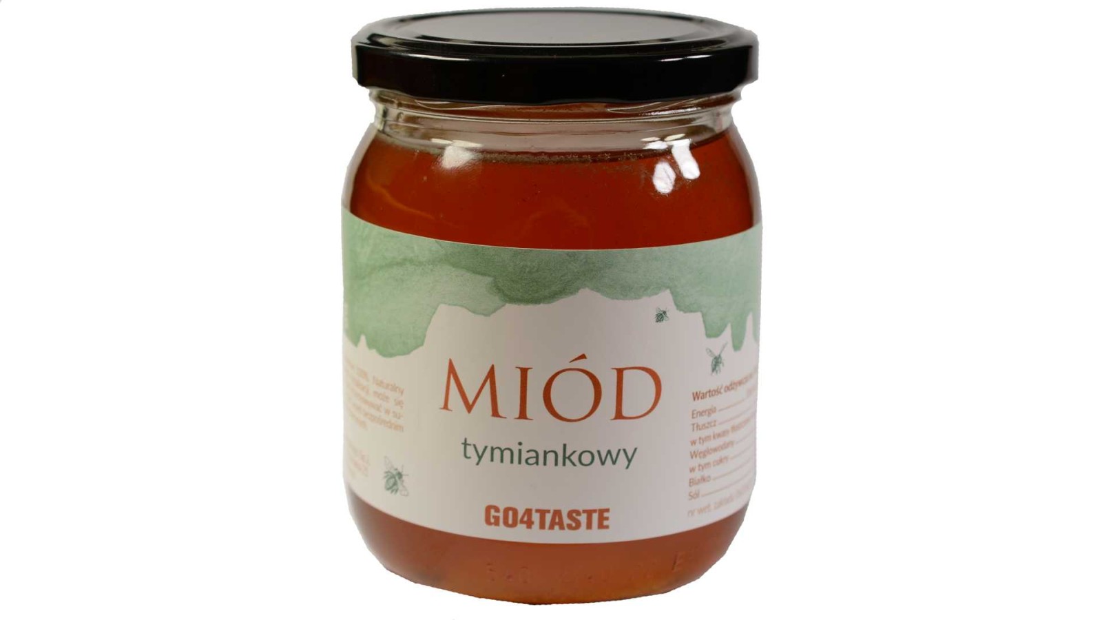 Miód tymiankowy 650g w słoiku na białym tle