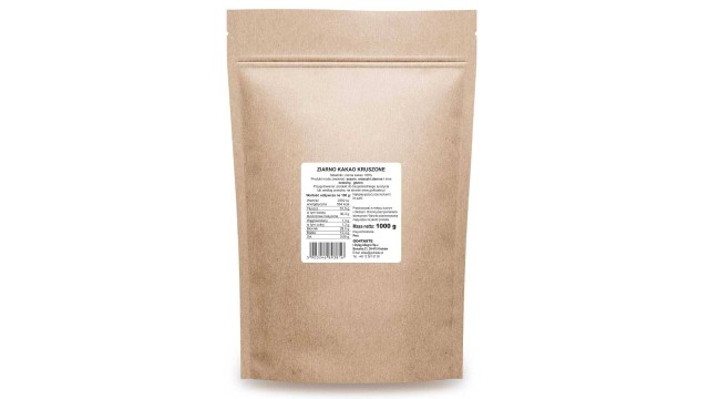 Ziarna kakaowca surowe tył opakowania
