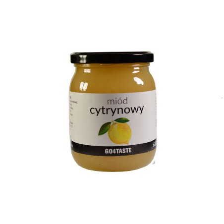 Miód cytrynowy 650g w słoiku na białym tle