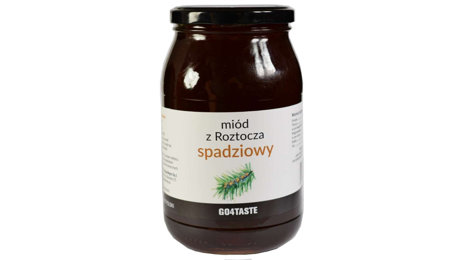 Miód spadziowy o ciemnym kolorze w słoiku 1.3kg