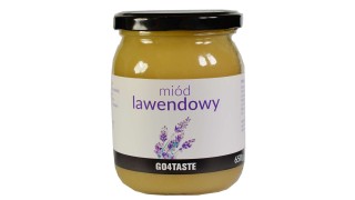 Miód lawendowy 650g w słoiku na białym tle
