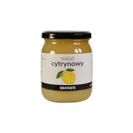 Miód cytrynowy 650g w słoiku na białym tle