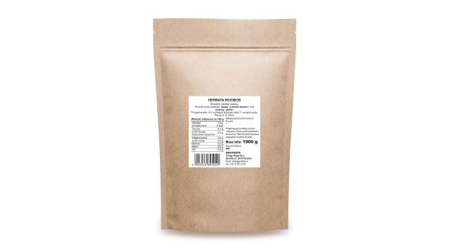 Herbata Rooibos tył opakowania z etykietą