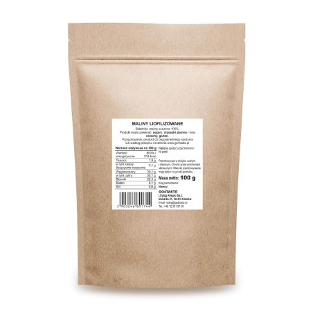 Maliny liofilizowane całe 100 g — chrupiące | Go4taste