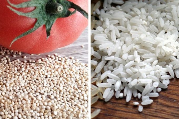 rozsypana komos ryżowa i ryż