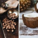 Migdały i skorupka z kokosa, kolaż