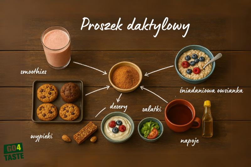 Zastosowanie proszku daktylowego. diagram z pomysłami